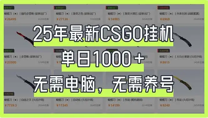 25年最新CSGO挂机系统，单日1000+，无需电脑，无需养号，0基础可上手-副业吧