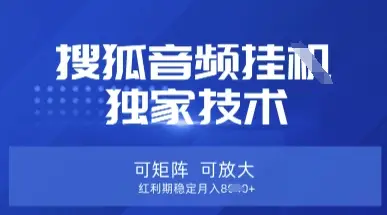 【搜狐音频挂G】独家技术，可矩阵可放大，红利期稳定月入8k【揭秘】-副业吧