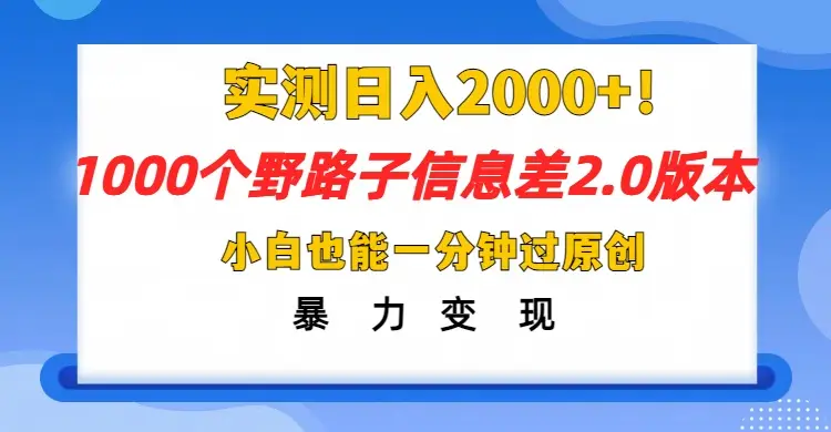 抖音1000个野路子，信息差最新玩法，一分钟过原创，暴力变现月赚1W+-副业吧
