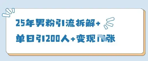 25年男粉引流拆解+单日引200人+变现多张-副业吧