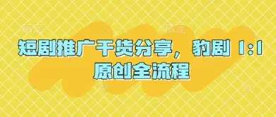 短剧推广干货分享，豹剧 1:1原创全流程-副业吧