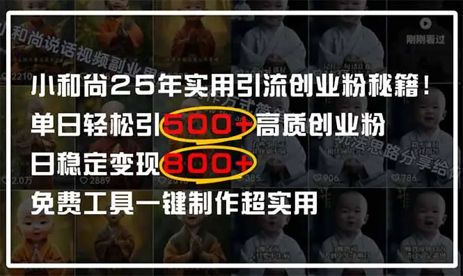 小和尚2025年实用引流秘籍！单日轻松引500+高质量创业粉，日变现800+，…-副业吧