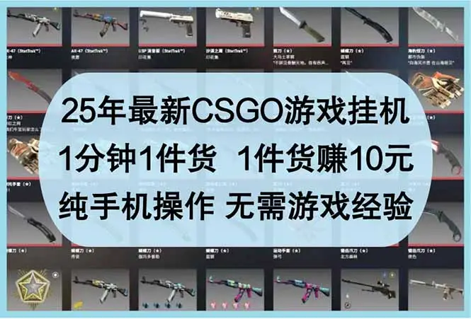 25年最新CSGO游戏挂机，1分钟1件货，1件货赚10元 纯手机操作 无需游戏经验-副业吧