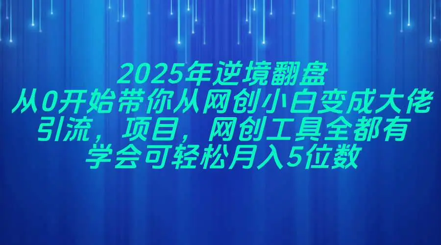 2025年逆境翻盘，从0开始带你从网创小白变成大佬，引流，项目，网创工…-副业吧