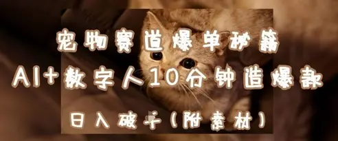 宠物赛道爆单秘籍：AI+数字人10分钟造爆款，日入1k-副业吧