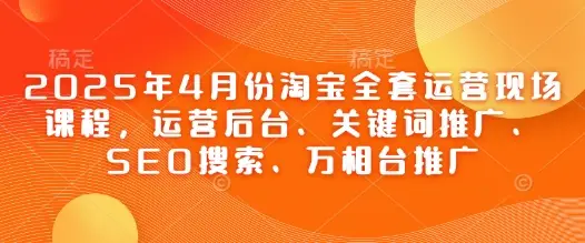 2025年4月份淘宝全套运营现场课程，运营后台、关键词推广、SEO搜索、万相台推广-副业吧