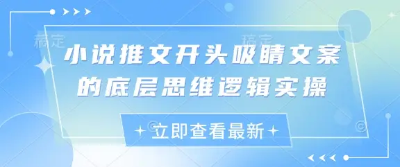 小说推文开头吸睛文案的底层思维逻辑实操-副业吧