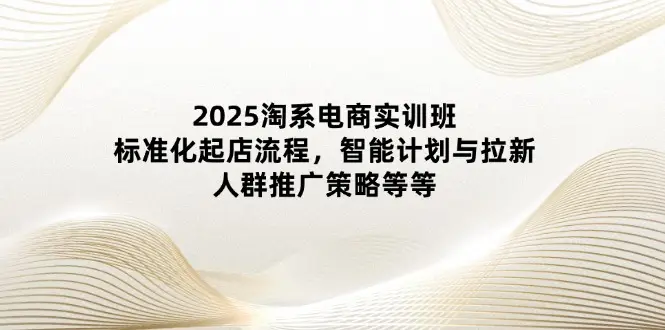 2025淘系电商实训班：标准化起店流程，智能计划与拉新，人群推广策略等等-副业吧