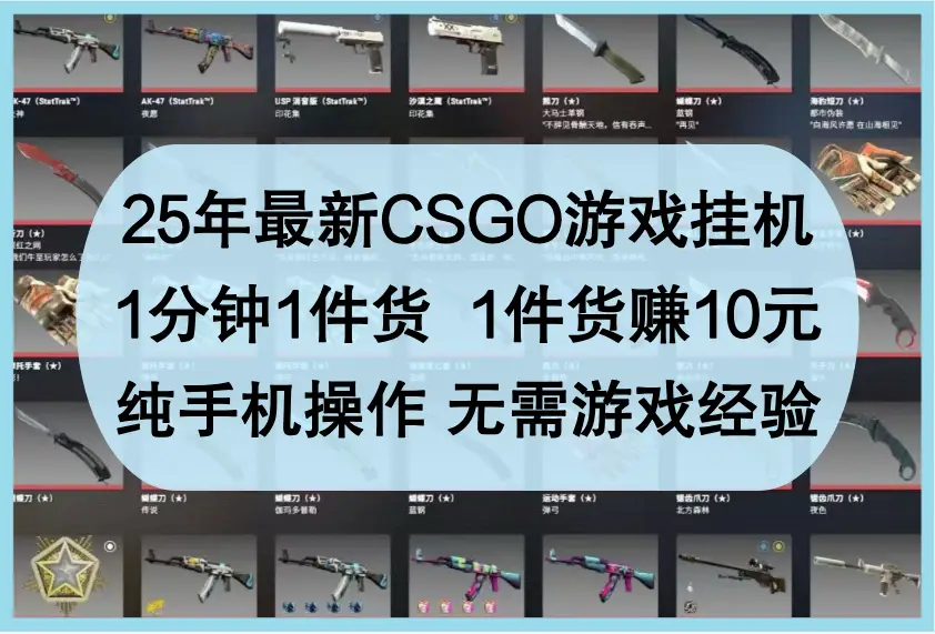 25年最新CSGO游戏挂机，1分钟1件货，1件货赚10元，纯手机操作，无需游戏经验-副业吧