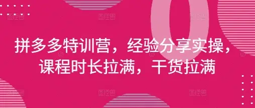拼多多特训营，经验分享实操，课程时长拉满，干货拉满(更新25年4月)-副业吧