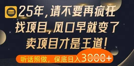 什么？25年你还在疯狂找项目做，醒醒吧，看完这些你全都懂了【揭秘】-副业吧