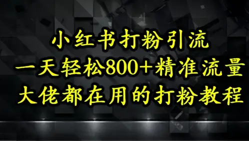 小红书打粉引流，一天轻松500+精准流量，大佬都在用的打粉教程-副业吧