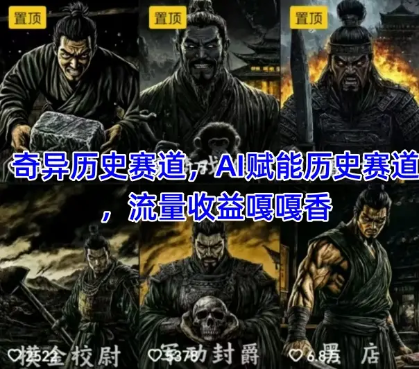 抖音奇异历史赛道，AI赋能历史赛道，流量收益嘎嘎香，狂撸伙伴计划-副业吧