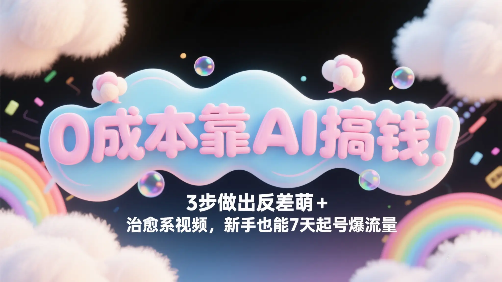 0成本靠AI搞钱！3步做出反差萌+治愈系视频，新手也能7天起号爆流量，单日变现1000+-副业吧