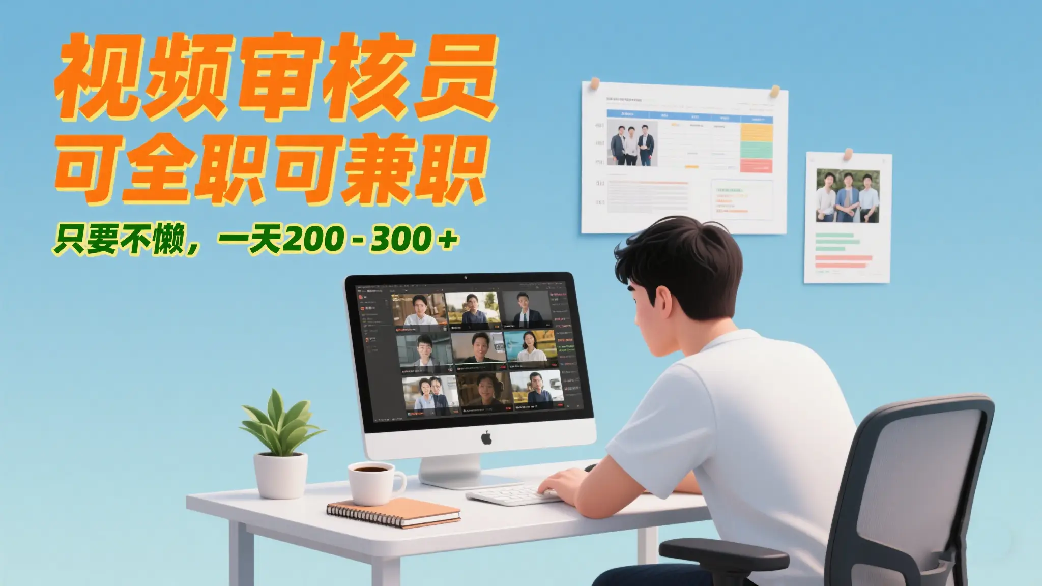 视频审核员，可全职可兼职，只要不懒，一天200-300+-副业吧