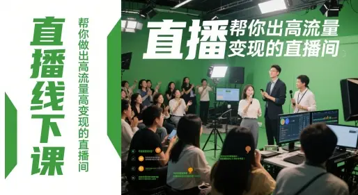 直播线下课，帮你做出高流量高变现的直播间-副业吧
