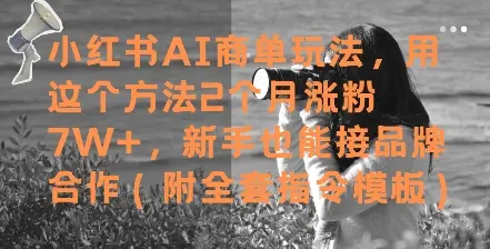 小红书AI商单玩法，用这个方法2个月涨粉7W+，新手也能接品牌合作(附全套指令模板)-副业吧
