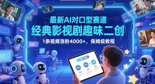 最新AI对口型赛道，经典影视剧趣味二创，1条视频涨粉4000+，保姆级教程-副业吧
