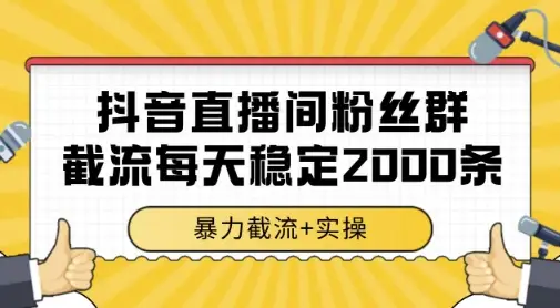 抖音直播间粉丝群暴力截流，一台电脑每天稳定2000条数据，暴力截流+实操 【揭秘】-副业吧