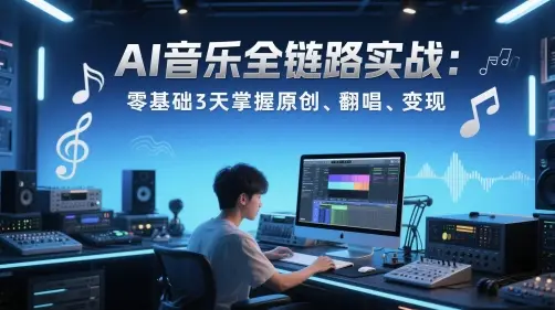 AI音乐全链路实战变现课：零基础3天掌握原创、翻唱、变现-副业吧