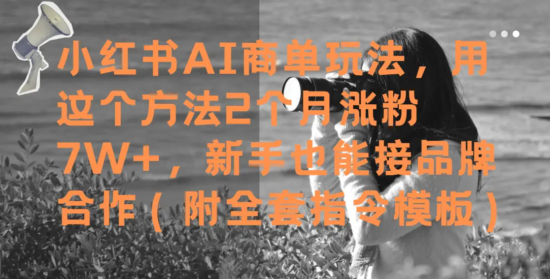 小红书AI商单玩法，用这个方法2个月涨粉7W+，新手也能接品牌合作（附全套指令模板）-副业吧