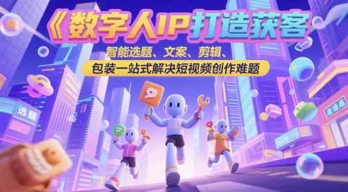 数字人IP打造获客变现实操课，智能选题、文案、剪辑、包装一站式解决短视频创作难题-副业吧