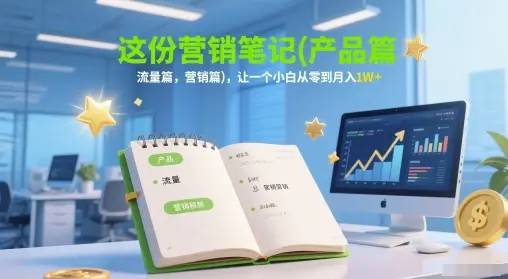这份营销笔记(产品篇，流量篇，营销篇)，让一个小白从零到月入1W+-副业吧