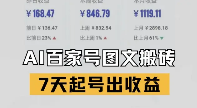 百家号搬砖新玩法，AI一键仿写爆文，7天起号出收益-副业吧