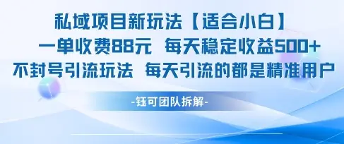 私域项目新玩法【适合小白】 一单收费88.每天稳定收益几张-副业吧