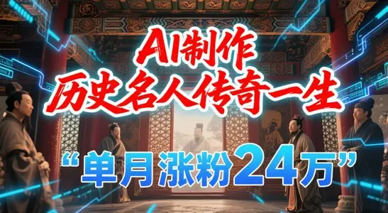 暴力起号！用AI制作历史名人传奇一生，单月涨粉24W，涨粉+变现赛道黑马来了-副业吧