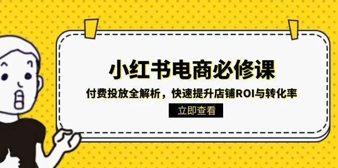 小红书电商必修课：付费投放全解析，快速提升店铺ROI与转化率-副业吧