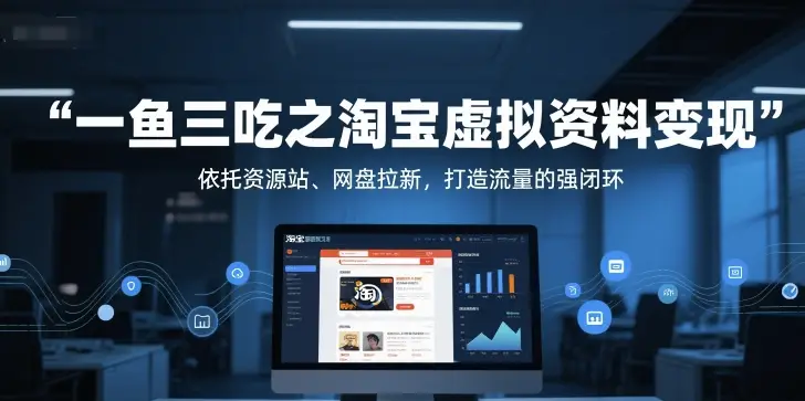 一鱼三吃之淘宝虚拟资料变现，依托资源站、网盘拉新，打造流量的强闭环-副业吧