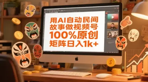 用AI自动民间故事做视频号，100%原创，矩阵日入1k+-副业吧