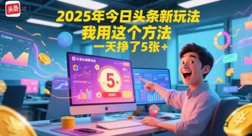 2025年今日头条新玩法，我用这个方法，一天挣了5张+-副业吧