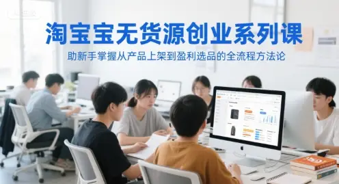 淘宝无货源创业系列课，助新手掌握从产品上架到盈利选品的全流程方法论-副业吧