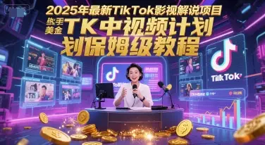 2025年最新TikTok影视解说项目，新手也能挣美金，TK中视频计划保姆级教程-副业吧