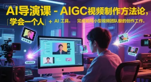 AI导演课-AIGC视频制作方法论，学会一个人+AI工具，完成如同小型视频团队般的创作工作，实现导演梦-副业吧