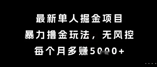 最新单人掘金项目，暴力撸金玩法，无风控，每个月多挣5k+【揭秘】-副业吧