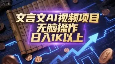 文言文AI视频项目,无脑操作,日入1K以上-副业吧