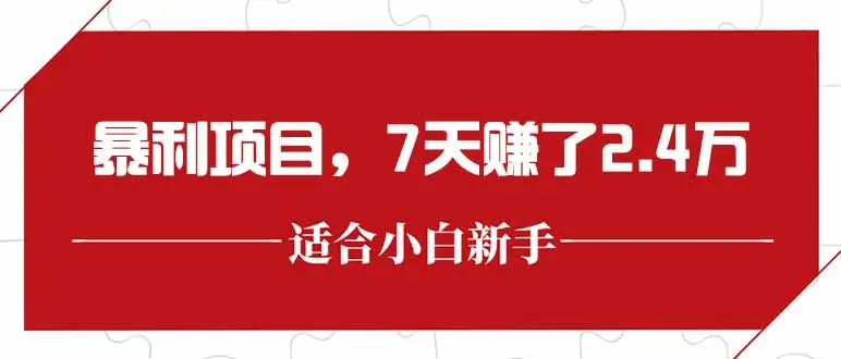 最新暴利项目，每单收益轻松在300以上，7天赚了2.4万-副业吧