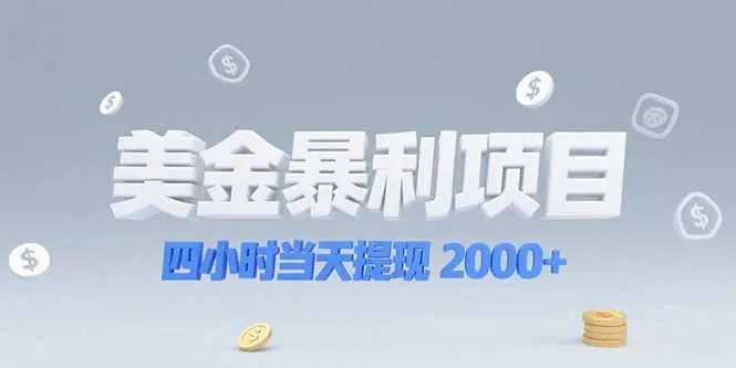 美金暴利项目，四小时当天提现 2000+机会留给会选赛道的人-副业吧