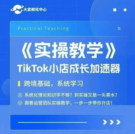 大卖家孵化中心TikTok实操课，TikTok小店成长加速器，跨境基础系统学习，一步一步带你开店-副业吧