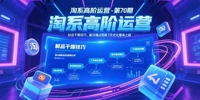 淘系高阶运营-第70期，标品干爆技巧，解决难点策略，大佬操盘方法-副业吧