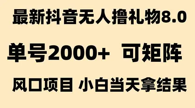 抖音无人撸礼物8.0玩法 全新风口   见效果快  全无人  单号当天产出2000+-副业吧