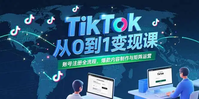 TikTok从0到1变现课，账号注册全流程，爆款内容制作与矩阵运营-副业吧