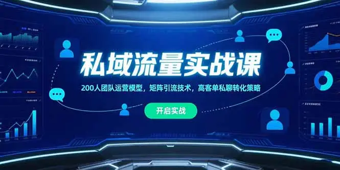 私域流量实战课,200人团队运营模型,矩阵引流技术,高客单私聊转化策略-副业吧