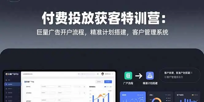 付费投放获客特训营:巨量广告开户流程,精准计划搭建,客户管理系统-副业吧