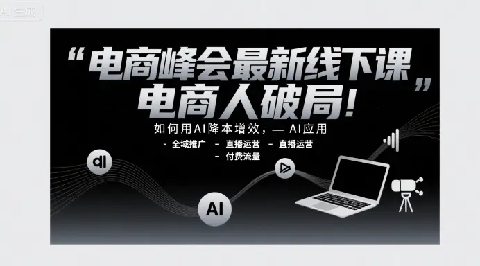 电商峰会最新线下课，电商人破局，如何用AI降本增效，AI应用-全域推广-直播运营-付费流量-副业吧