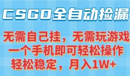 CSGO自动捡漏项目，最新独家玩法，一个手机可操作，新手小白轻松月入1W+，操作简单易上手【揭秘】-副业吧