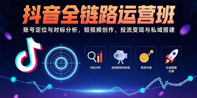 抖音全链路运营班:账号定位与对标分析,短视频创作,投流变现与私域搭建-副业吧